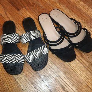 Women's strappy slide sandals bundle black and white - size 7